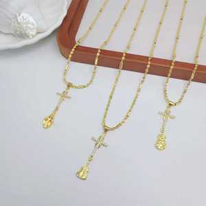 Collier pendentif <span class=keywords><strong>croix</strong></span> religieuse plaqué or avec zircon cubique, <span class=keywords><strong>croix</strong></span> <span class=keywords><strong>Ankh</strong></span> et colliers Vierge Marie pour femmes - Product Image 1