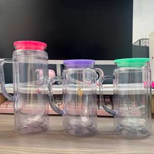 16 24oz <b>Double</b> <b>Wall</b> Snow Globe Tumbler Bottom Pre Drilled With Handle Lid and Straw Leakproof Drinking Cup - Product Image 6