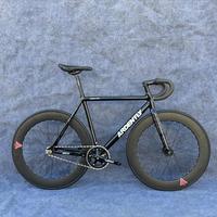 Vélo Fixie en Alliage d'Aluminium avec Frein à Disque, Géométrie Classique, Vélo à Pignon Fixe, Guidon Courbé, Vélo de Sprint 70mm 120kg