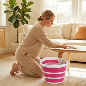 Seau à eau pliable en plastique en forme de cœur, 10L, multi-usages, portable, pour utilisation en extérieur - Product Image 5