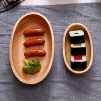 Bol de service créatif en bois de caoutchouc, forme bateau japonaise, réutilisable, écologique, avec logo gravé sur mesure, pour salades et fruits, jetable