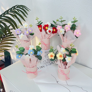 Hete Stijl Valentijnsdag Moederdag Cadeau Pluche Bloemenbundel Verjaardag Handheld Bloem Handgeweven Bloem - Product Image 2