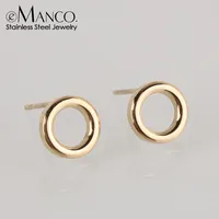 e-Manco Dropshipping Petites boucles d'oreilles rondes à épingle de sûreté pour femmes, en acier inoxydable, tendance, bijoux
