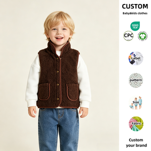 <span class=keywords><strong>Veste</strong></span> d'hiver personnalisée pour garçons, <span class=keywords><strong>sans</strong></span> <span class=keywords><strong>manches</strong></span>, fermeture à boutons, en laine, rembourrage en coton, coupe-vent, respirante, décontractée - Product Image 1
