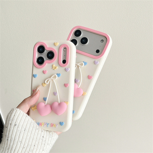 เคสโทรศัพท์มือถือซิลิโคน 3 มิติ ลายหัวใจน่ารักสำหรับสาวๆ สำหรับ iPhone 17 16 15 14 Pro Max  วัสดุยาง ป้องกันด้านหลัง - Product Image 6