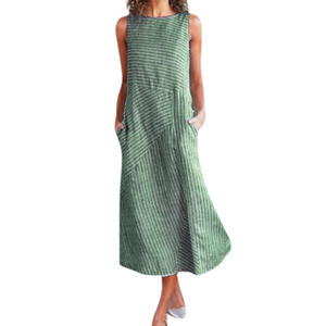 Robe sans manches à rayures de style europé<span class=keywords><strong>en</strong></span> et américain, col rond, grande taille, coupe ajustée, pour le commerce électronique transfrontalier sur <span class=keywords><strong>Wish</strong></span> - Product Image 3