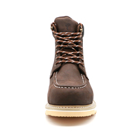 Chaussures de sécurité antidérapantes en cuir Crazy Horse résistant à la perforation et à l'embout en acier imperméable en caoutchouc et ciment