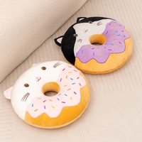 Coussin en peluche en forme de donut kawaii de 42 cm, adorable pingouin, chat, mouton, ours, pour chaise, canapé