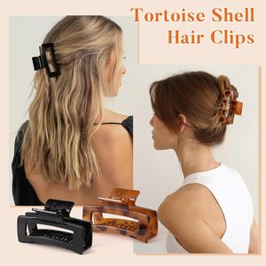 Pinzas de Pelo Modernas y Minimalistas Rectangulares de Plástico Mate y Brillante con Diseño de Caparazón de Tortuga de 8.5cm para Uso Diario Informal - Product Image 2