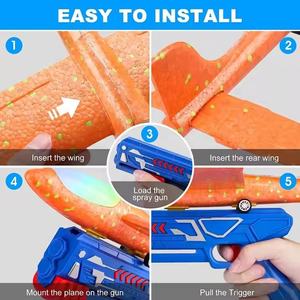 1 बंदूक 2 हवाई जहाज लांचर खिलौने, 13.2 'का नेतृत्व लड़कों के लिए फोम हवाई जहाज ग्लाइडर कैटापुल्ट विमान खिलौना' - Product Image 5