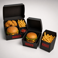 Emballages alimentaires jetables compostables et écologiques avec revêtement UV et logo personnalisé pour plats à emporter de restaurant (friture)