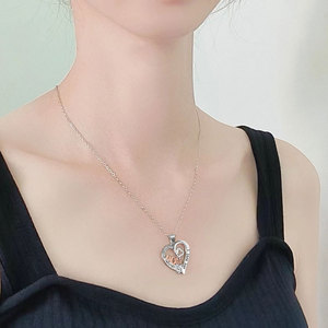 Nuova <span class=keywords><strong>Collana</strong></span> con Ciondolo a <span class=keywords><strong>Cuore</strong></span> Placcato di Lusso 2025, Design Economico e di Tendenza con Zirconia Cubica, Regalo per la Festa della Mamma - Product Image 2