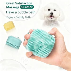 Cepillo de Baño Portátil Reutilizable de Silicona GS para Perros, Dispensador de Champú Antiderrames, Masaje con Burbujas, Cerdas Suaves para Perros y Gatos - Novedad 2026 - Product Image 1