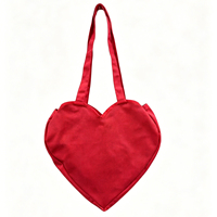 Sac fourre-tout en toile en forme de cœur, personnalisé, pour le quotidien, avec longues bandoulières, vente en gros