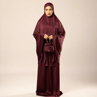 Ensemble de prière Telekung pour femmes, vêtements islamiques modestes en satin de soie
