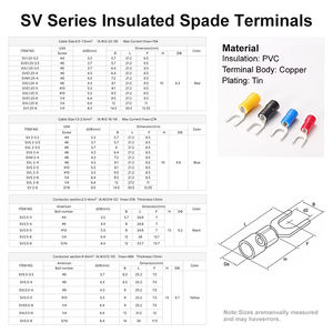 MG ön yalıtımlı bakır kalay kaplama maça terminalleri kırmızı siyah mavi 600V tel bağlantı kıvrım renkli yalıtımlı terminali - Product Image 6