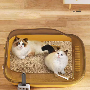Extra-Large Semi-Enclosed Jumbo <b>Cat</b> Litter <b>Box</b> - High-Rim Splash-Proof Open <b>Cat</b> Toilet - Product Image 6