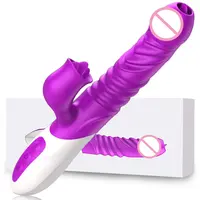 Big Size Konijn Vibrator Telescopische Stak G Spot Vagina Clitoris Zuigen Dildo Vibrator Seksspeeltje Voor Vrouwen Massager