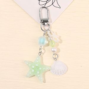 Porte-clés en résine étoile de mer avec nœud perlé Série Océan, breloque coquillage pour sac et téléphone, porte-clés en métal, cadeau promotionnel - Product Image 4