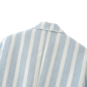 Abito da <span class=keywords><strong>donna</strong></span> blu chiaro a righe con cappotto monopetto - Product Image 4