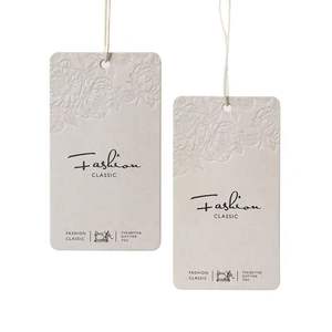 H-etichette di lusso stampa indumento appendere etichette in rilievo carta altalena etichette personalizzate per <span class=keywords><strong>abbigliamento</strong></span> di marca di vestiti con Logo - Product Image 1