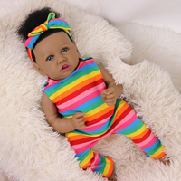 Muñeca Reborn de silicona realista de 20 pulgadas, muñeca Reborn afroamericana realista negra de 20 pulgadas que parece Real