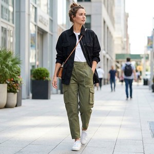 <span class=keywords><strong>Pantaloni</strong></span> <span class=keywords><strong>Cargo</strong></span> a Vita Alta Incrociati da <span class=keywords><strong>Donna</strong></span>, <span class=keywords><strong>Pantaloni</strong></span> Utility Affusolati per Escursionismo con Tasche a Patta, <span class=keywords><strong>Pantaloni</strong></span> Elasticizzati da Viaggio Outdoor, OEM - Product Image 2