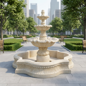 Fontaine d'eau en pierre de grande taille pour la décoration extérieure de la maison, du parc et du jardin, style européen, sculpture d'animal en marbre blanc - Product Image 1