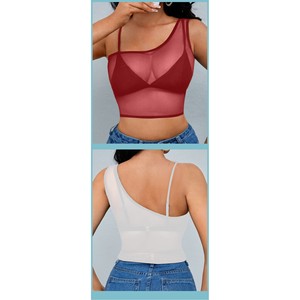 Choco Ace – Camisole transparente pour femme, débardeur décontracté en maille sans couture, rouge, blanc, noir, lingerie en fibre de polyester - Product Image 1
