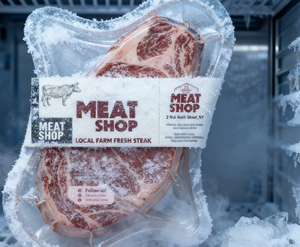 Etiqueta Adhesiva Sintética Personalizada para Empaque de Carne de Res en Rodajas, Grado Congelador, con Logotipo, para Cadena de Frío, para Proveedores - Product Image 1