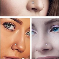 Wholesale Popular L-shaped Flower Nose Nail Set 10pcs Curved Rod S-rod Stainless Steel Inlaid with Colored Zircon Nose Nails