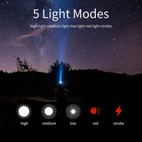 Linterna Frontal de Alta Potencia con Sensor de Movimiento y Luces LED Rojas Recargables por USB, Ligeras, para Camping y Emergencias