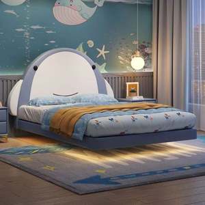Cama Premium para niños con diseño de ballena Marco de madera resistente 100% Muebles minimalistas para dormitorio juvenil de espacio pequeño - Product Image 2