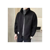 Nouvelle veste bomber en velours côtelé matelassée en laine d'agneau pour homme 2025, doublure en polaire, épaisse, streetwear, motif cœur, fermeture éclair, automne