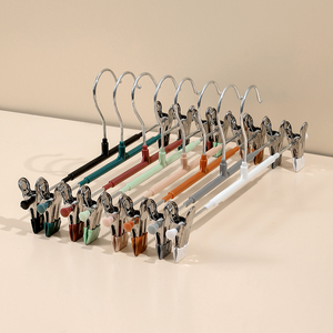 Modern Clothing Store Space Saving Non Slip <strong>Hangers</strong> Black Stainless Steel Elastic <strong>Clip</strong> Skirt <strong>Hangers</strong> - Product Image 1