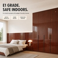 Panneau de fibres à densité moyenne en mélamine de 18 mm, texture bois massif, E1, tailles personnalisées modernes pour meubles de garde-robe de luxe