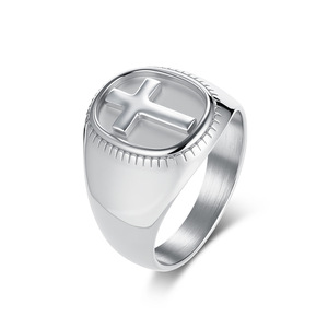 Cross-border yunnique street style smooth cross <b>ring</b>, simple, niche, high-end, <b>titanium</b> steel, colorfast index fing - Product Image 5
