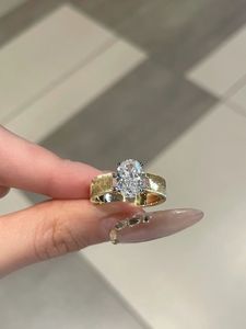 Bague de mariage pour homme Xinfly personnalisée en or 14K 18K avec diamant ovale de 2,07 ct cultivé en laboratoire, finition brossée, style tendance - Product Image 2