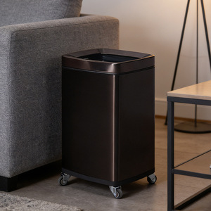 Square open-top trash can with wheels, suitable for bathrooms, bedrooms, upright hand towel dispensers, and <b>kitchen</b> - Product Image 2