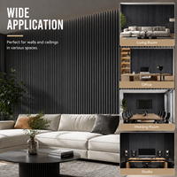 Panneau mural acoustique en MDF à finition grain de bois noir MORLENX, absorbant le son, pour cinéma, bureau, intérieur