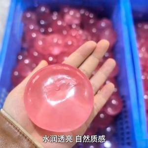 Bolas de malta artesanales de cristal rosa y manzana verde, estilo Xiaohongshu, con música de amasado y rebote lento. - Product Image 2