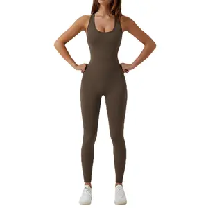 Custom Solid Tight Yoga Clothes High Elastic One-Piece Yoga Jumpsuit For Women