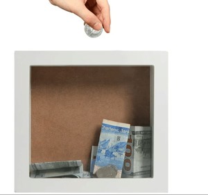 DIY Wholesale Money Box Wooden Money Saving Box Home Decoration Clear Piggy Bank