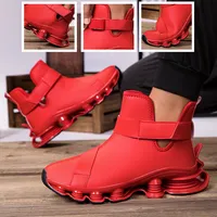 Chaussures de sport montantes décontractées pour hommes, fabriquées en usine OEM, avec tige en PU, semelle intermédiaire en TPU, absorption des chocs, fermeture Velcro, confort et amorti, été-automne