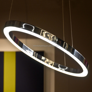 Lámpara colgante redonda de círculo colgante moderna, lámpara de suspensión de anillo Chapado en aluminio Horizontal creativa de 18 "para dormitorio de Hotel y oficina - Product Image 5
