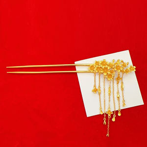 Gioielli per <span class=keywords><strong>capelli</strong></span> con fiori intagliati <span class=keywords><strong>dorati</strong></span> ciondoli lunghi con nappine per <span class=keywords><strong>capelli</strong></span> - Product Image 2