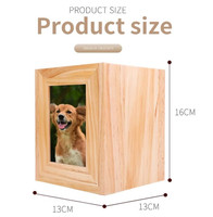 Urna Funeraria de Madera Sólida con Acabado Natural Simple de Primera Calidad, Caja Conmemorativa para Mascotas con Marco para Fotos