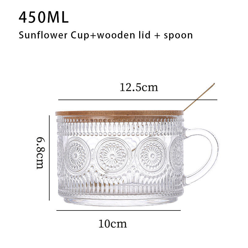 Sunflower Cup+wooden lid + spoon