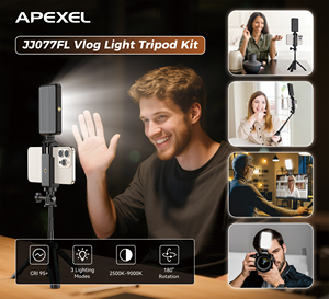 Kit de diffusion en direct pour téléphone portable Stand LED Fill Light Handheld Selfie Stick Trépied Portable Vlog Recording Photography Kit - Product Image 6