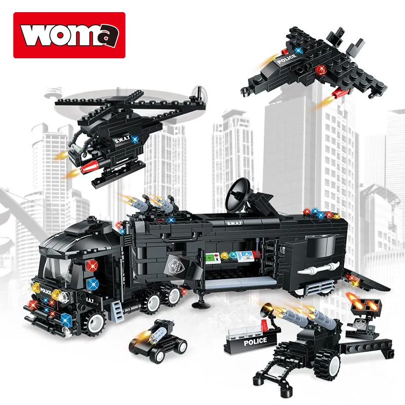 WOMA TOYS C0518 Anpassen Kinder Swat Team Polizeiauto Modell Baustein Ziegel Set Pädagogische Montage Kunststoff Unisex 20 ABS